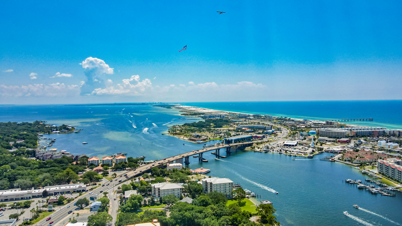 An image of Fort Walton as seen from the sky