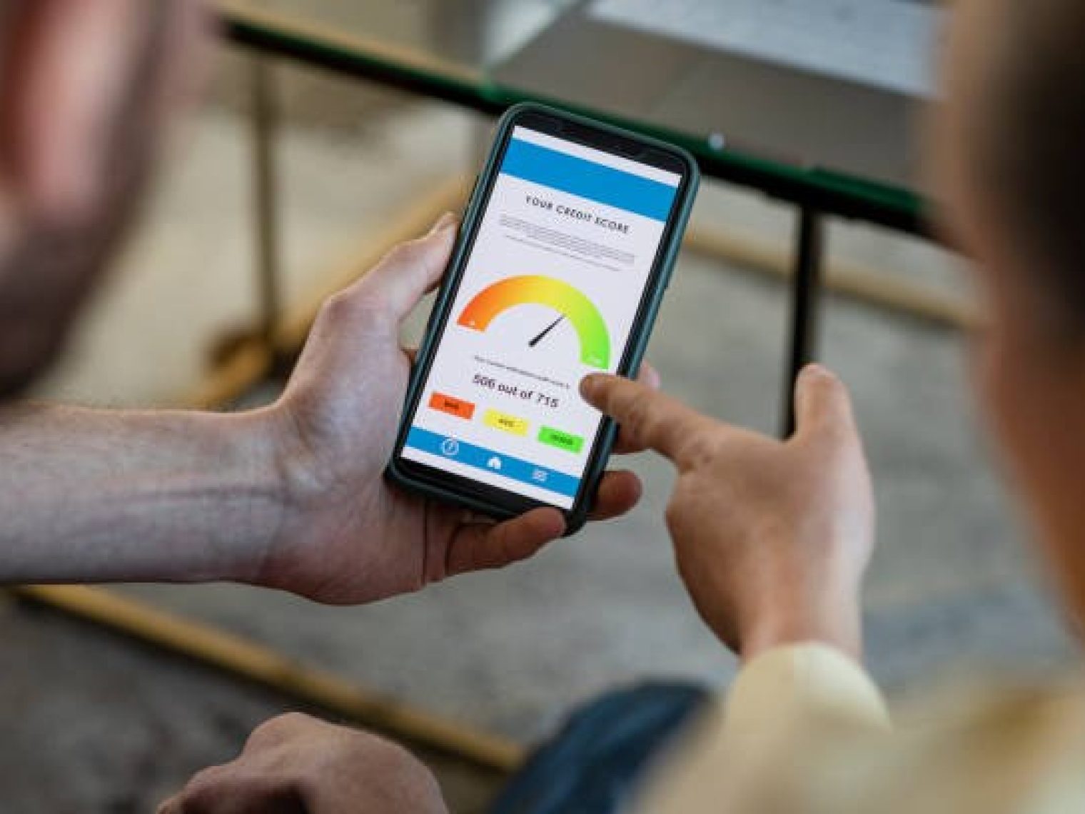 Phone showing credit score tool