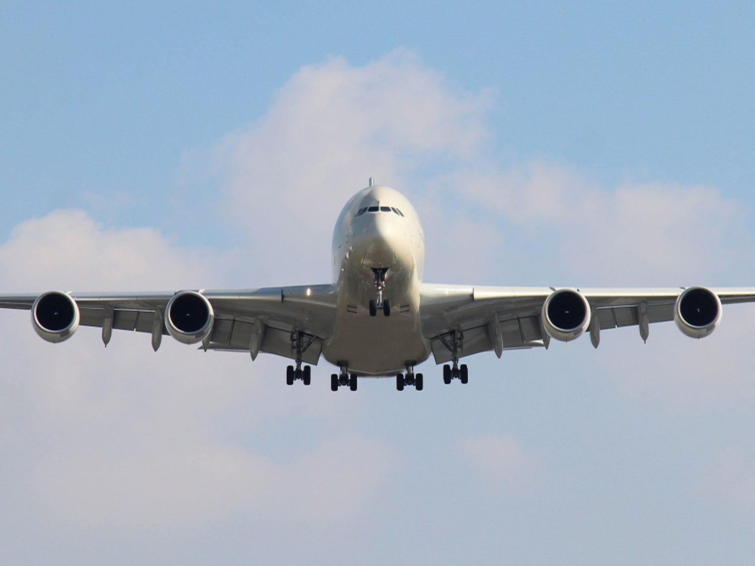 Airplane deploying landing gear.