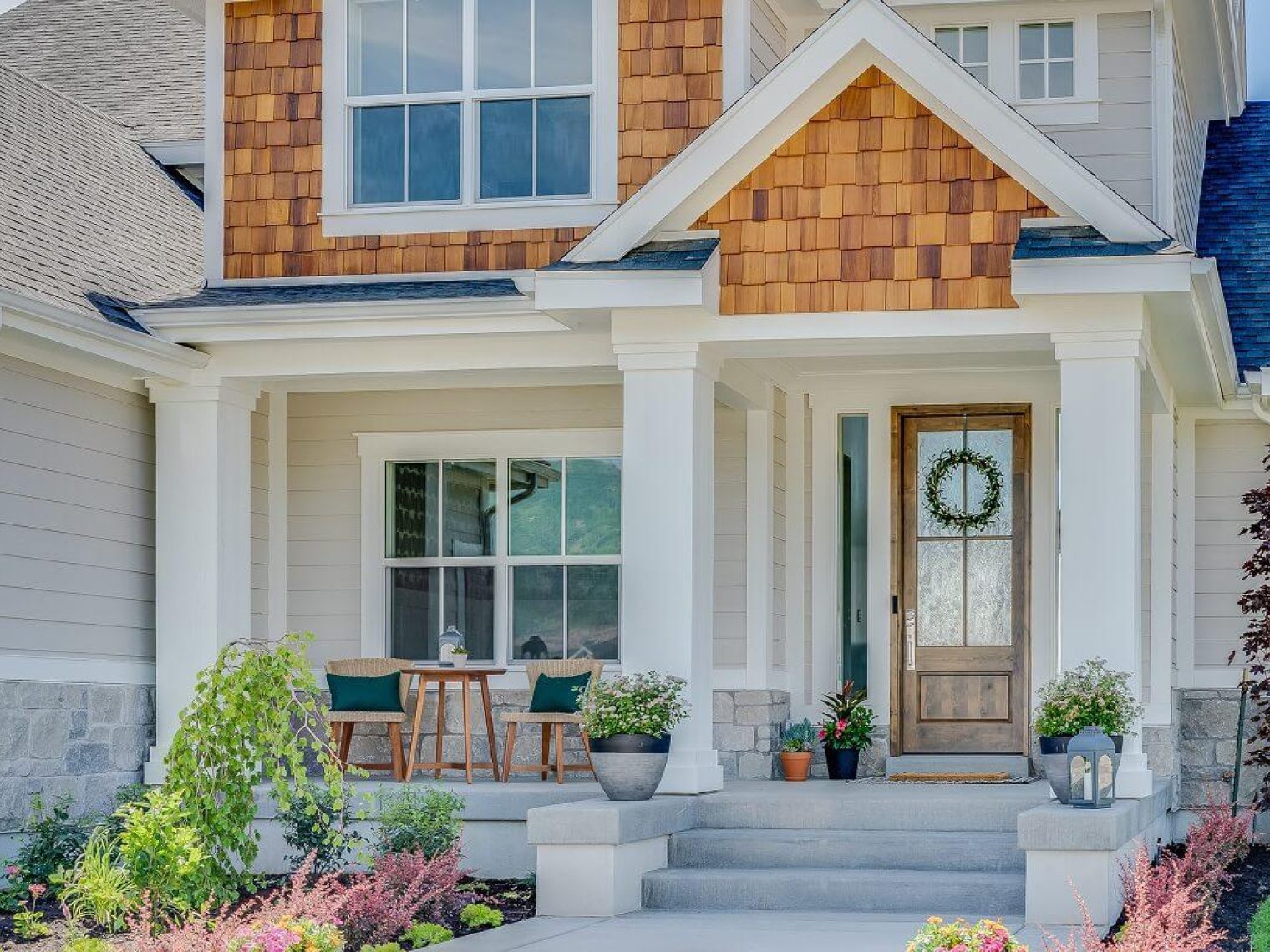 Front porch of an upscale home.