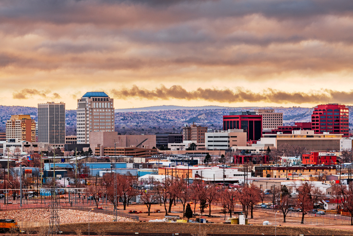 The skyline of Colorado Springs during the fall season