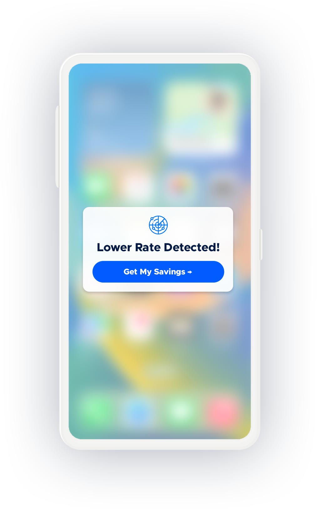 Mobile phone showing 'Lower Rate Detected!' notification